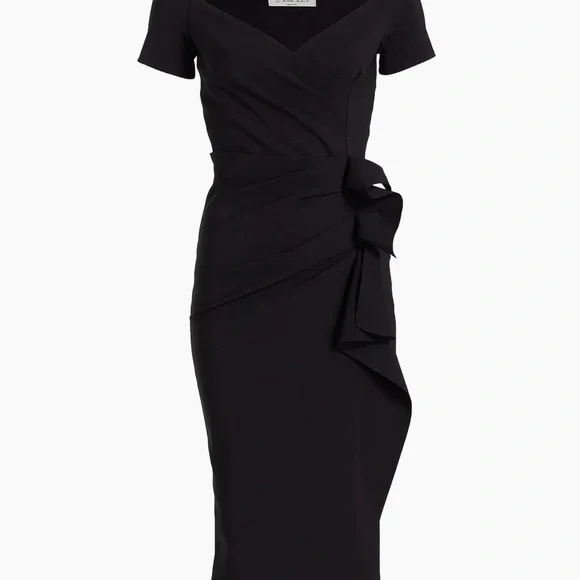 CHIARA BONI LA PETITE ROBE Silveria Draped Off-The-Shoulder Dress Black 42 (6) - Picture 4 of 6